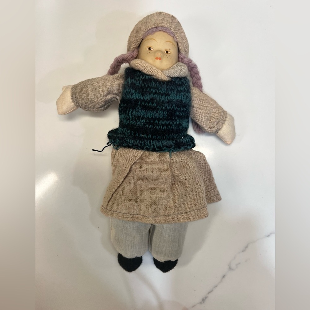 Vintage Albert E Price Inc Doll Porcelain face Purple Hair Girl